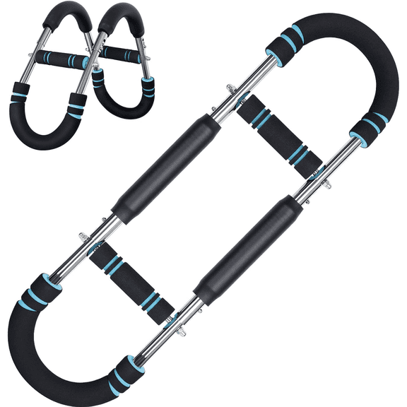 Twister Arm Trainer, 60-100lb Adjustable Chest & Arm Workout Tool, Compact Twister Arm Strengthener, Portable Power Twister Bar with Snap - Together Detachable Design for Fitness Anywhere(Blue)