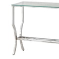 thumbnail image 4 of Glass Top Sofa Table with Metal Frame and Mirror Shelf Chrome - Saltoro Sherpi, 4 of 5