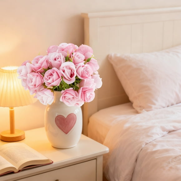 Ramo de Rosas Artificiales 27 Cabezas | Arreglo de flores de seda azul trituradas | Rosas falsas realistas para bodas, decoración del hogar, regalo de San Valentín | 13 pulgadas de altura | Sin