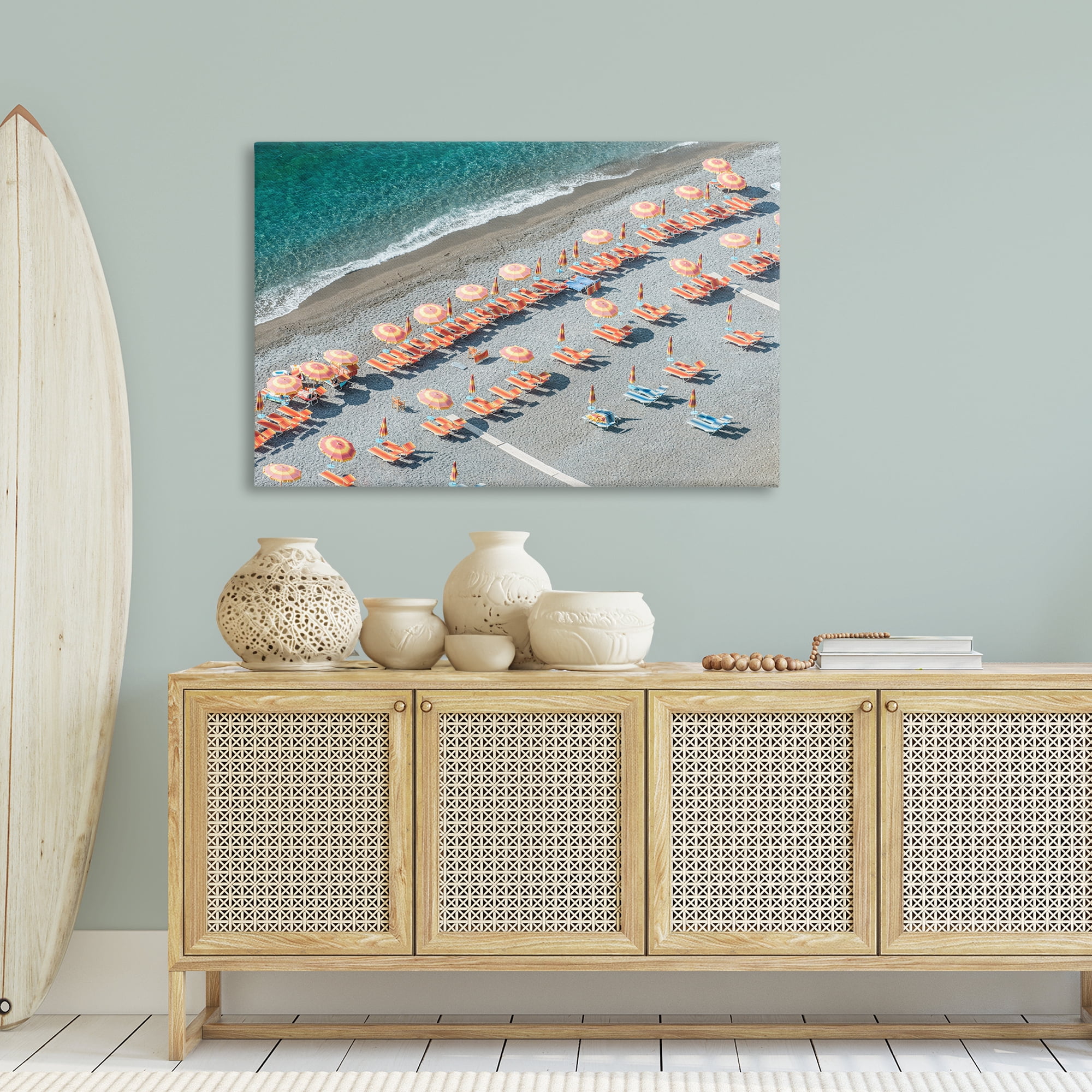 Stupell Industries High Tide Beach Umbrellas Landscape Painting Gallery Wrapped Canvas Art Print Wall Art, 45 x 30