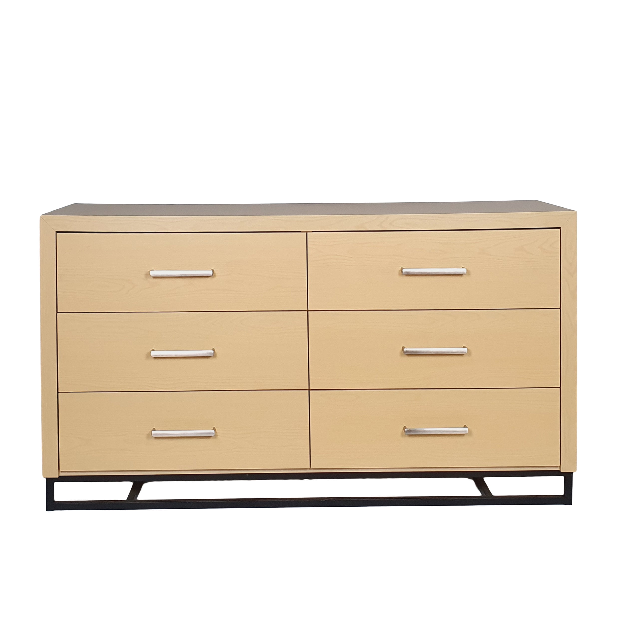 Noble House Cayuga Faux Wood 6 Drawer Double Dresser, Natural and Black
