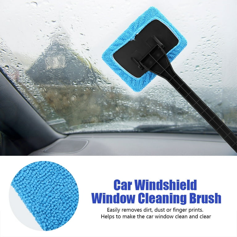 Car Wash Brush, Windshield Cleaner Wand, Glass Cleaning Mop Kit, Handle  Cleaner Tool with Spray Bottle for Car Window, Blue, for Gift 