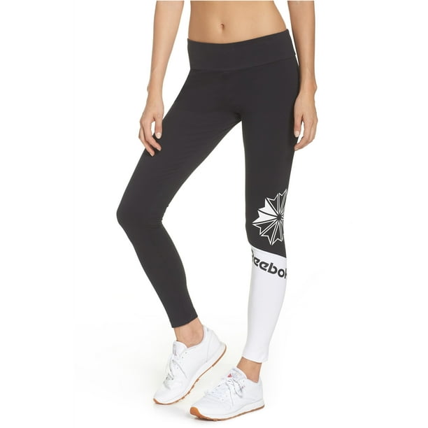 Pantalones deportivos de compresión con logotipo de Reebok para mujer, negro, mediano Reebok Compresión