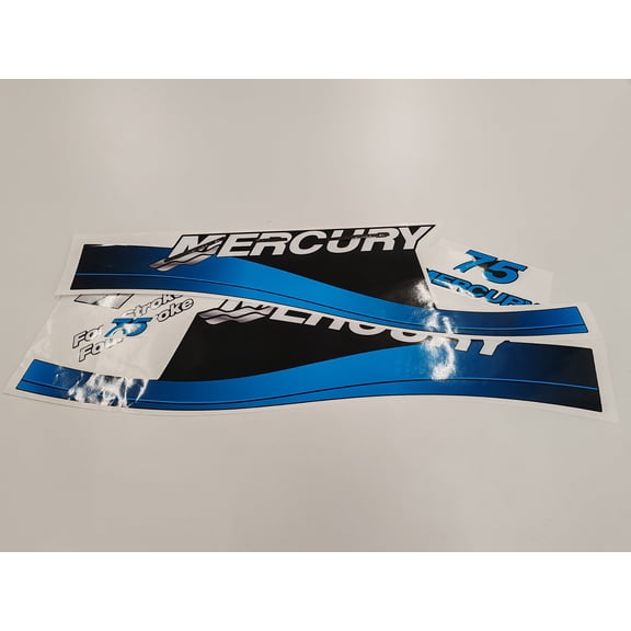 411 Decals Aftermarket Replacement for Mercury 75 Four Stroke (1999-2004) Blue Outboard Decal (Sticker) Set