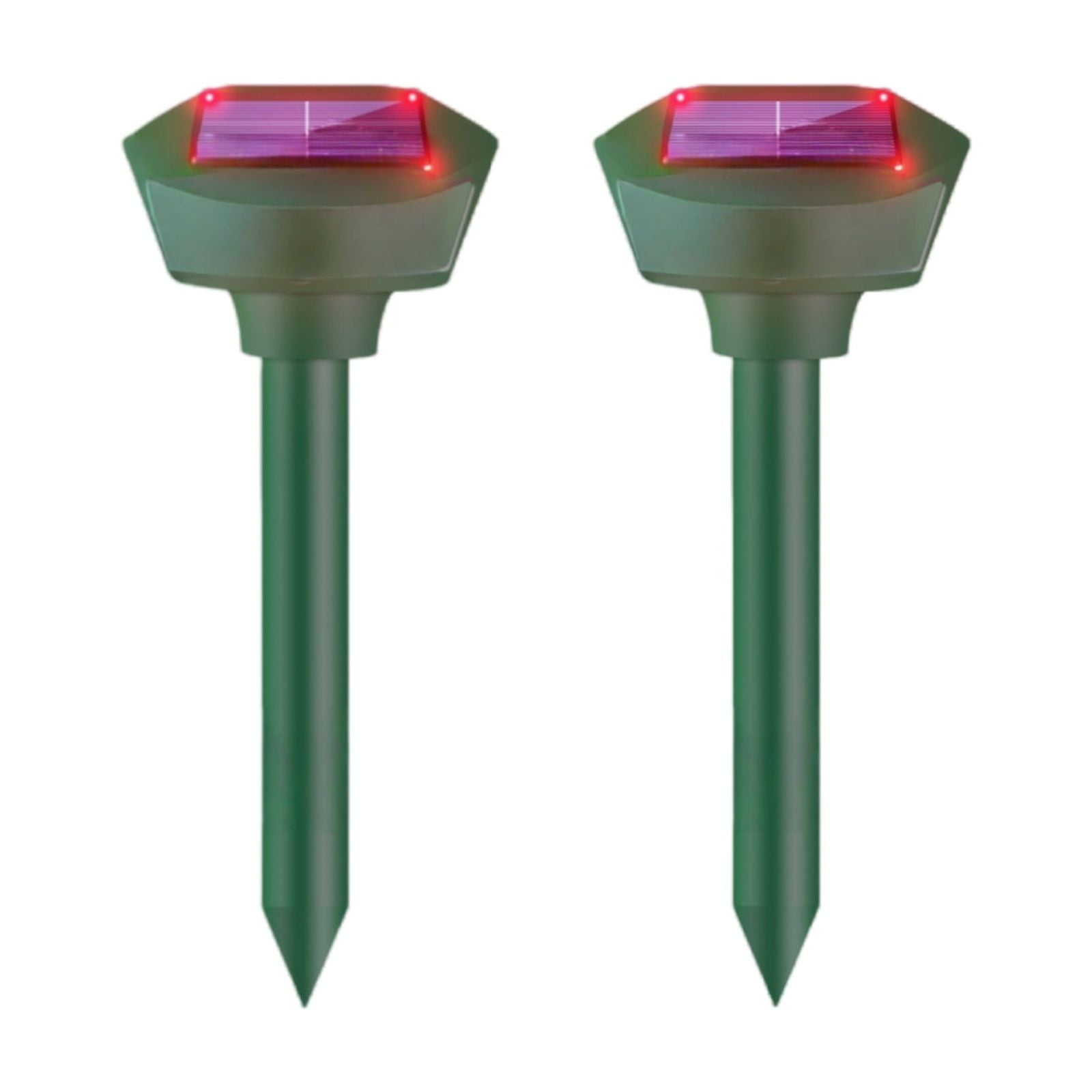 2 Pack Solar Mole Repeller Gopher Deterrent Outdoor Groundhog Repellent Ultrasonic Snake Repeller With LED Lightsfor Yard Lawn Garden