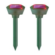2 Pack Solar Mole Repeller Gopher Deterrent Outdoor Groundhog Repellent Ultrasonic Snake Repeller With LED Lightsfor Yard Lawn Garden