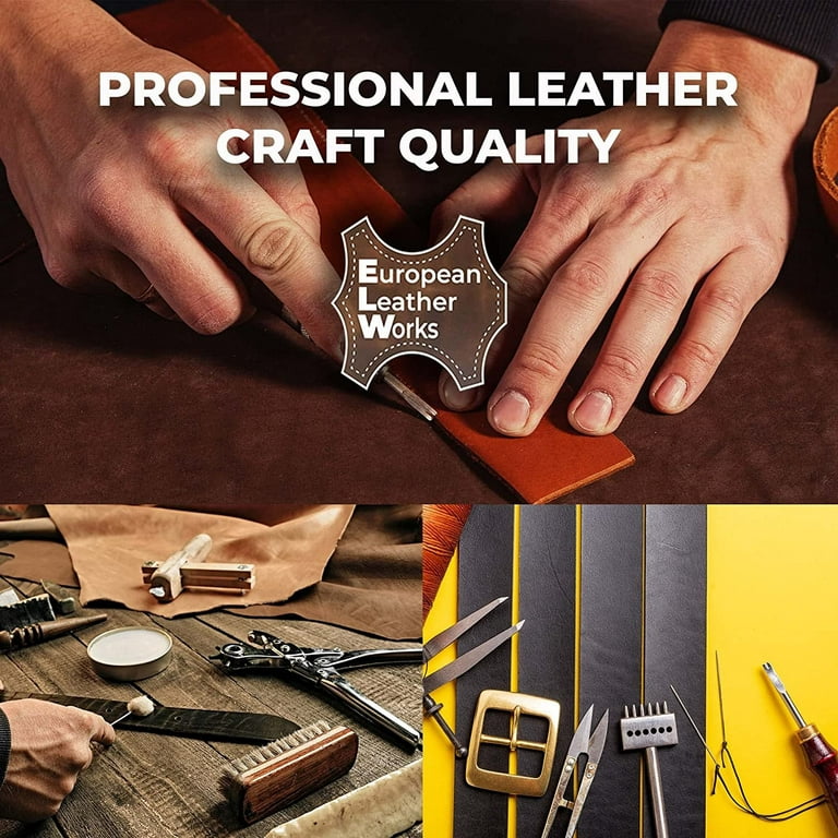 European Leather Work 8-9 oz. 3.2-3.6mm Vegetable Tanned Leather Belt Blanks  Size: 3/4x40 Black Color Full Grain Cowhide Leather Belt Straps/Strips  for Tooling, Carving, Stamping 