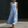 thumbnail image 2 of QIYAGBSA Sleeveless Maxi Dress for Women, Loose Fit Round Neck with Pockets for Summer Vacation, 2 of 8