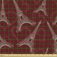 thumbnail image 2 of Ambesonne Eiffel Tower Fabric by the Yard Upholstery, Monument and Hearts, 3 Yards, Maroon Dried Rose Ruby, 2 of 5