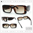 thumbnail image 2 of Womens Luxury Narrow Rectangle Designer Plastic Thick Arm Sunglasses Tortoise - Brown, 2 of 8