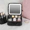 thumbnail image 1 of MesaSe PU Leather Cosmetic Organizer Bag Zipper with Mirror LED Light for Female Travel, 1 of 9