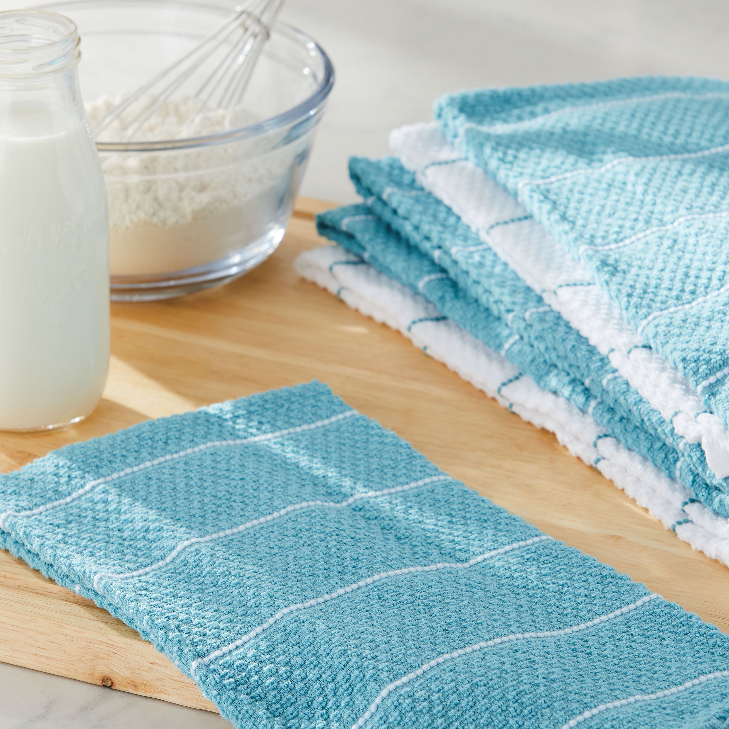 Talvania Kitchen Towels 100% Cotton Dobby Weave Terry Towel Set Soft and Absorbent Multipurpose Dish Cloth, Hand Towel and All Kitchen Cleaning 15” x