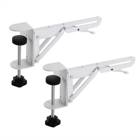 2pcs White Foldable Desk Extender Clamp Computer Keyboard Tray Clamp for Home / Office DIY Wooden Desk Extender Board
