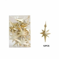 dajkiuy 12 Pcs Christmas Star Ornaments Christmas Tree Decoration 3D Glitter Gold Star 8 Point Star Christmas Tree Hanging Pendants for Holiday Wedding Christmas Party Decoration