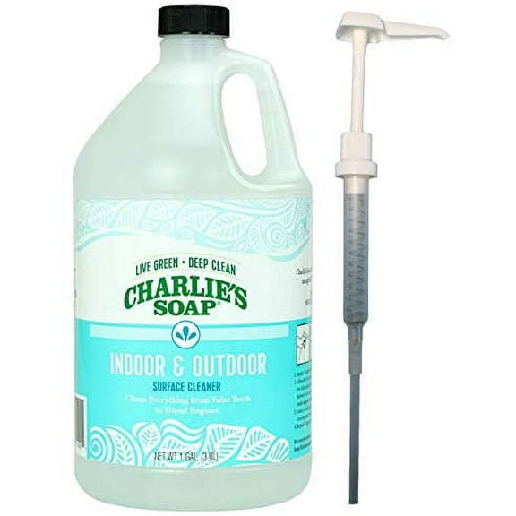 Charlie's Soap - Indoor/Outdoor Surface Cleaner- Non-Toxic, Biodegradable, Multi-Surface Use, Fresh Scent, 1 Gallon with Pump
