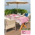 thumbnail image 4 of Outdoor Tablecloth with Umbrella Hole and Zipper, Pink Gnomes Christmas Rectangle Table Cloth 52x70 Inch Waterproof Tablecloth, Xmas Berry Balls Snowflake Picnic Table Cover for Patio Camping, 4 of 7