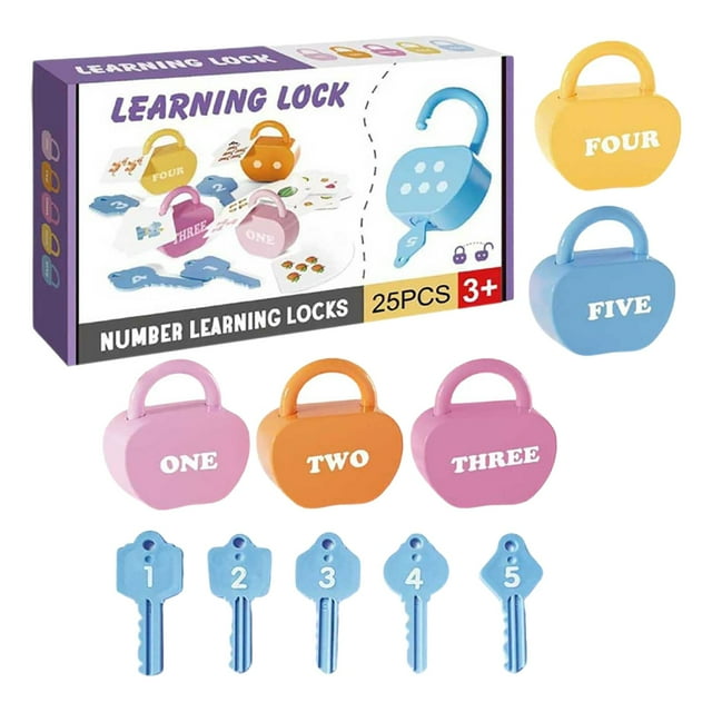 Hearth & Gear Early Learning Educational Toy Border Fine Motor Skills Trainer Alphabet & Number Matching Lock Game Baby Brain Development Puzzle Key Set Alphabet Board for Toddlers 2-4 Years Cognition