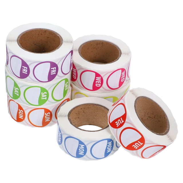 KAKOWELY 7 Rolls of Weekdays Labels Adhesive Sticky Labels Weekday Labels Adhesive Sticker Weekday Stickers,0.98"X0.98"X0.08"
