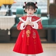 thumbnail image 2 of LUOGENLI Robe Enfants Filles Manches Longues Nouvel An Robe de Princesse Épaissie Chaude avec Manteau 2 Pcs Robe pour Filles 2025 Rouge 2-3 Ans, 2 of 4