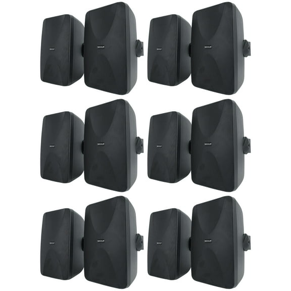 12 Rockville WET-6525B 6.5" 70V Commercial Indoor/Outdoor Wall Speakers in Black