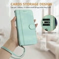 thumbnail image 4 of For iPhone 17 Wallet Flip Magnetic PU Leather Credit Card Holders Shockproof Full body Case [RFID Blocking Function][Folio Kickstand Feature][Wrist Strap] Phone Cover,Mint, 4 of 10