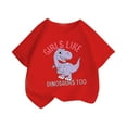 thumbnail image 2 of DAETIROS Little Girls Graphic T-Shirt, Comfy Cute Dinosaur Casual Soft Cotton Short Sleeve Basic Crewneck Girls Summer Tee Red Size 5-6T, 2 of 7