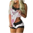 thumbnail image 2 of Sakmal Womens Valentine's Day Lounge Set Tank Tops and Shorts Soft Cute Housewear White Crew Neck Pajama Set for Women L, 2 of 6