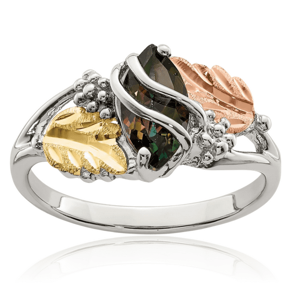 Mount Rushmore Black Hills 925 Sterling Silver Gold Mystic Fire Topaz Flower Ring Gemstone Band