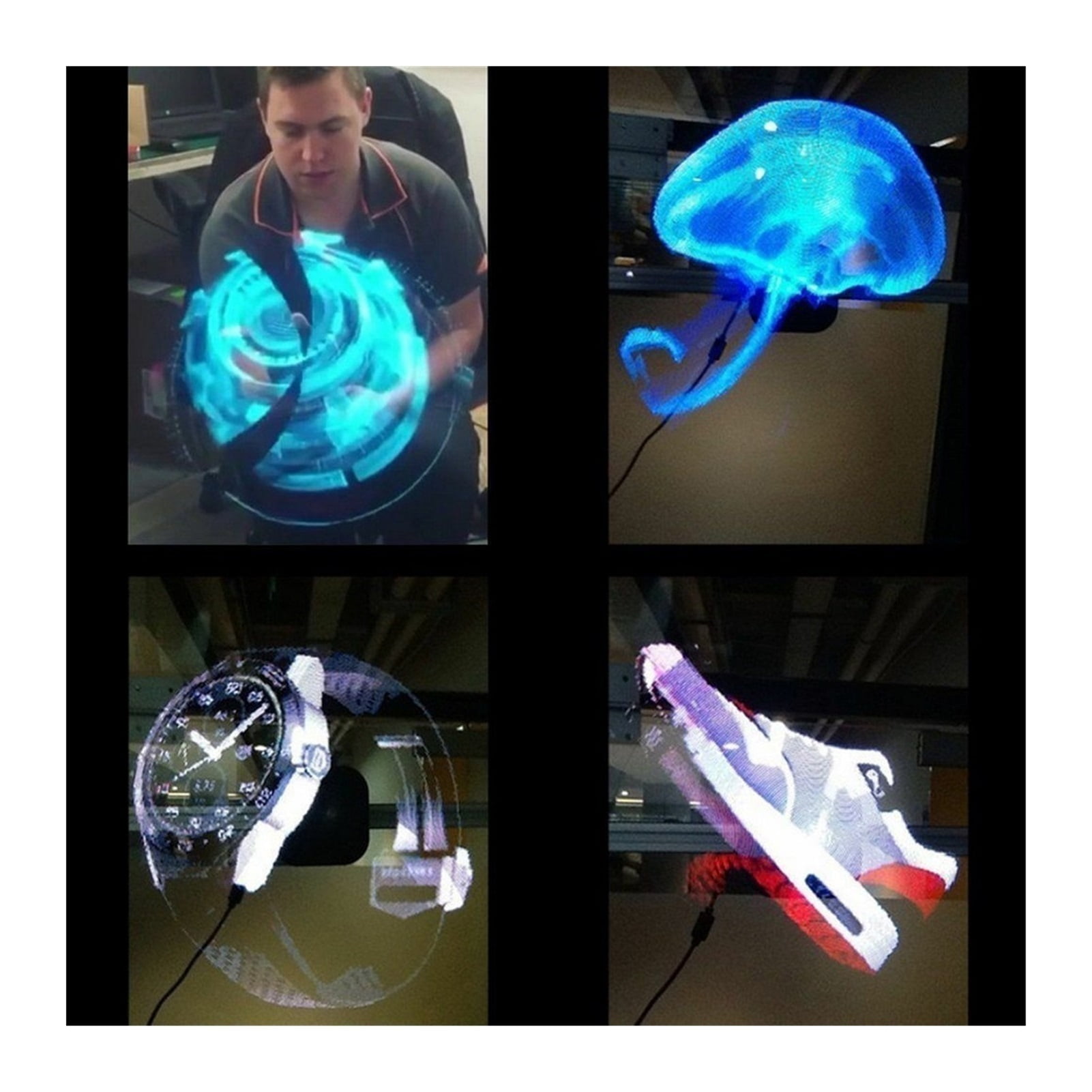 3D Hologram, Fan Advertising Machine Naked Eye 3D Holographic Projection Stereo Imaging 70 Wall-mounted Aerial Floating Imaging Party decorations Ideal Advertising Tool