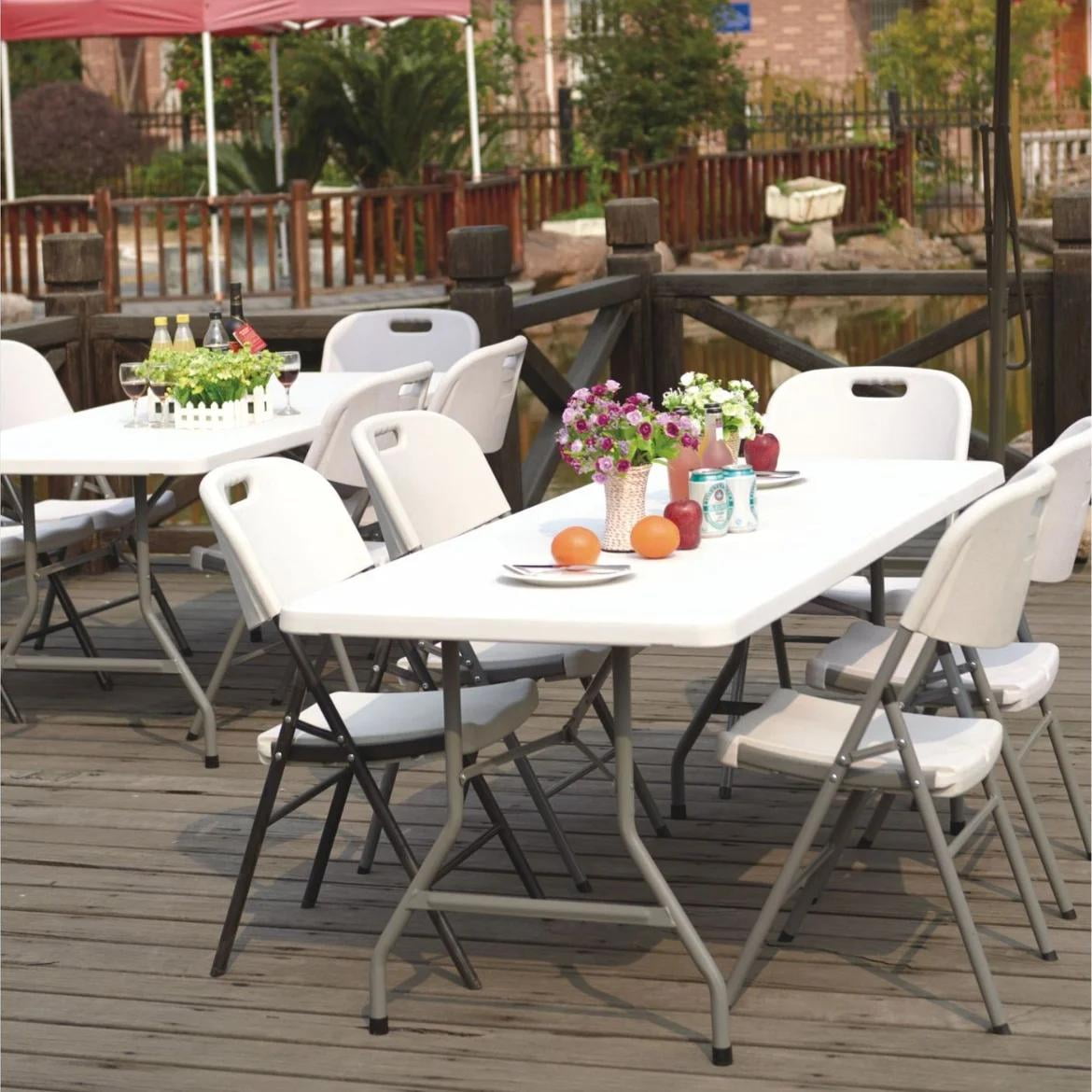 Leumius 6 Foot Folding Table,Indoor Outdoor Folding Table,White