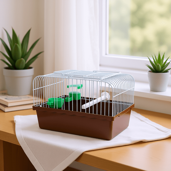 DEEPCRAFF Coffee Metal and ABS Bird Cage with Portable Handle Spacious Design for Parakeets Finches and Lovebirds