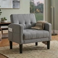 thumbnail image 6 of LAZZO Tufted Accent Chair, Mid Century Modern Upholstered Arm Chair for Living Room, Light Gray, 6 of 9