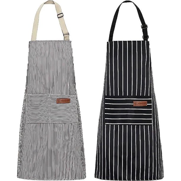 Delantales de cocina, delantales de cocina impermeables de 2 piezas, delantal de cocina con correa ajustable para el cuello, bolsillos dobles ampliados, adecuado para restaurante, hogar,