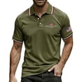 thumbnail image 2 of Men's US 250th Anniversary Polo Shirt with 1776-2026 Print and Contrast Tipping Collar Featuring Short Sleeve Design for Independence Day Patriotic Celebrations Army Green L, 2 of 5