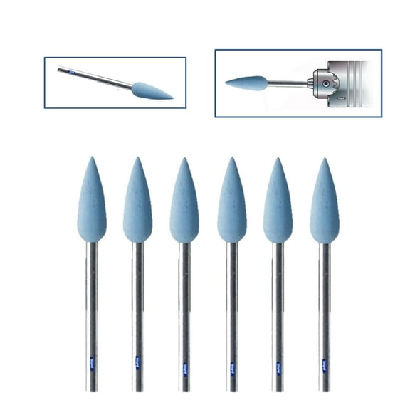 Mounted Silicone Blue Points Fine Grit Pkg 6 Jewelry Polishing Flexshaft Rotary