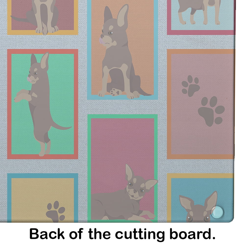 Lots of Chocolate Chihuahua Glass Cutting Board Large 12 in x 15 in