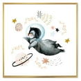 thumbnail image 1 of Designart Petit Pingouin Volant Étoiles et Planètes II ART MURAL À CADRE FLOTTÉ, 1 of 4