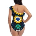 thumbnail image 5 of Cauagu Colorful Mexican Flower Print Women's Sexy One Piece Swimsuits One Shoulder Ruffle Tummy Control Bathing Suit Slimming Swimwear-Medium, 5 of 6