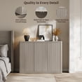 thumbnail image 4 of SICOTAS 46.7" Wide 3-Door Storage Cabinet Set of 2- Large Sideboard with Wave Panel Doors & Adjustable Shelves Push-to-Open Design Sideboard Credenza for Living Room Kitchen Entryway, Light Grey Alde, 4 of 8