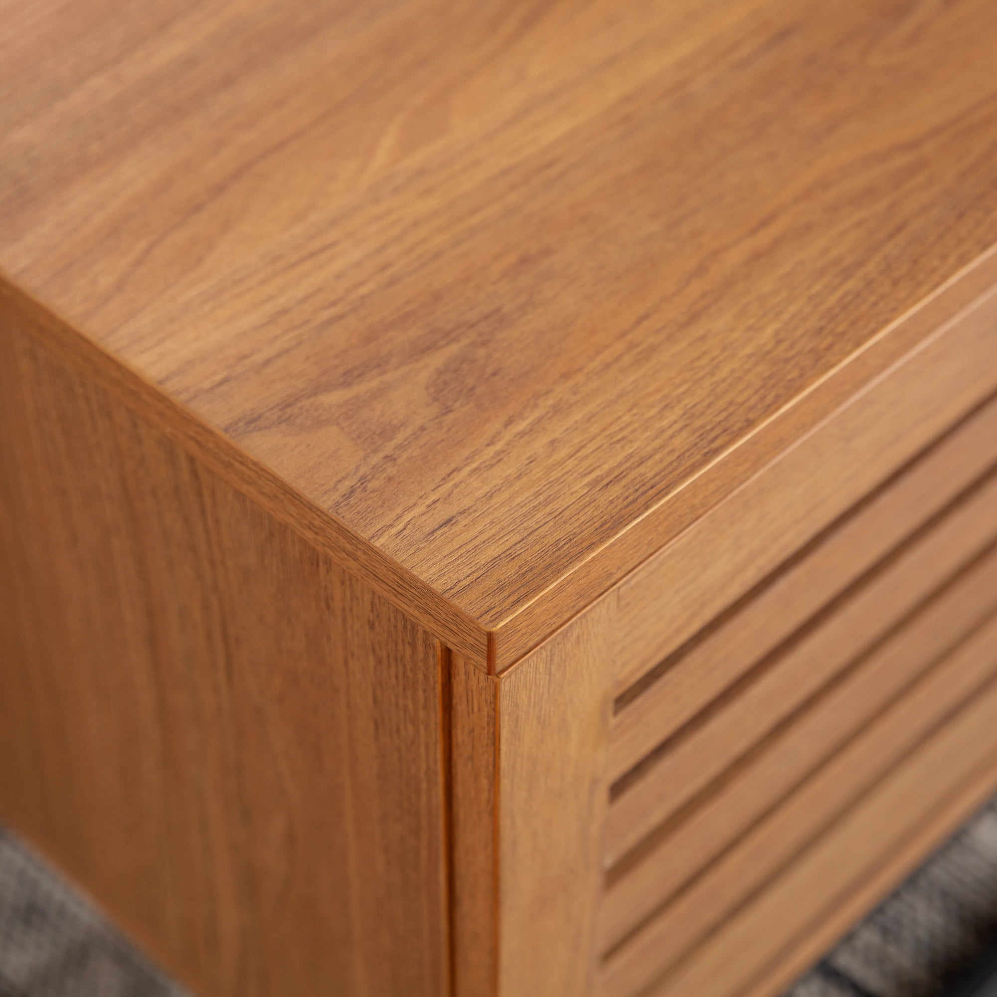 Niantic Modern Slat Door Storage Coffee Table, English Oak
