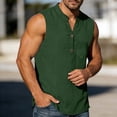 thumbnail image 6 of Lmueinov Mens Cotton Linen Tank Top Shirts Casual Sleeveless Slim Fit Henley Shirt for Men Basic Summer Tops, 6 of 8