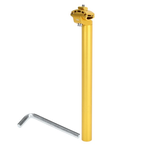 Poste de asiento de bicicleta Unique Bargains 28.6x350mm, tubo de asiento de aleación de aluminio tono dorado, ajustable de ángulo extra largo