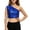 Blue, variant on Girls Sequin Cut Crop Top Shimmering Square Pattern Stage Performance Tee Streetwear Shirts Tees Tops Girls ,Blue,170/180