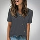 thumbnail image 2 of Tops de Color Sólido para las Mujeres, Botón de Cuello en V de Manga Corta, Top de Moda Casual para las Mujeres, 2 of 9
