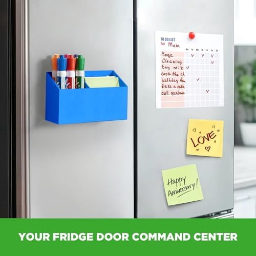 Magnetic Dry Erase Marker Holder for Whiteboard, Acrylic Magnet Pen Holder for Refrigerator Fridge, Marker Holder for Classroom Teacher, Pencil Cup,Office Accessories, Locker Organizer(Blue)