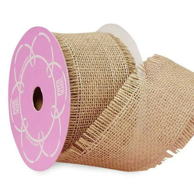 Natural Wired 2 1/2 inch x 10 Yards Burlap Ribbon - by Jam Paper