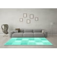 thumbnail image 3 of Ahgly Company Machine Washable Indoor Rectangle Checkered Turquoise Blue Modern Area Rugs, 2' x 5', 3 of 4