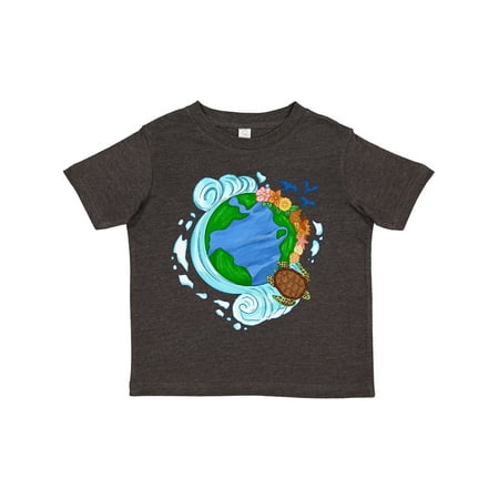 

Inktastic Earth Day Turtle Planet with Waves and Birds Gift Toddler Boy or Toddler Girl T-Shirt