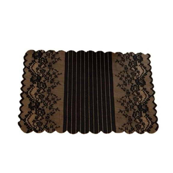 Retro Lace Placemats, Elegant French Crochet Doilies, Handmade Embroidered Table Mats, 12x18-in Black Place Mats Cup Mat for Home Decor/Table Decor/Wedding/Party