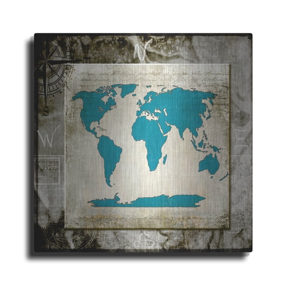 Luxe Metal Art 'Sea Map II' by Lightbox Journal, Metal Wall Art, 24"x24"
